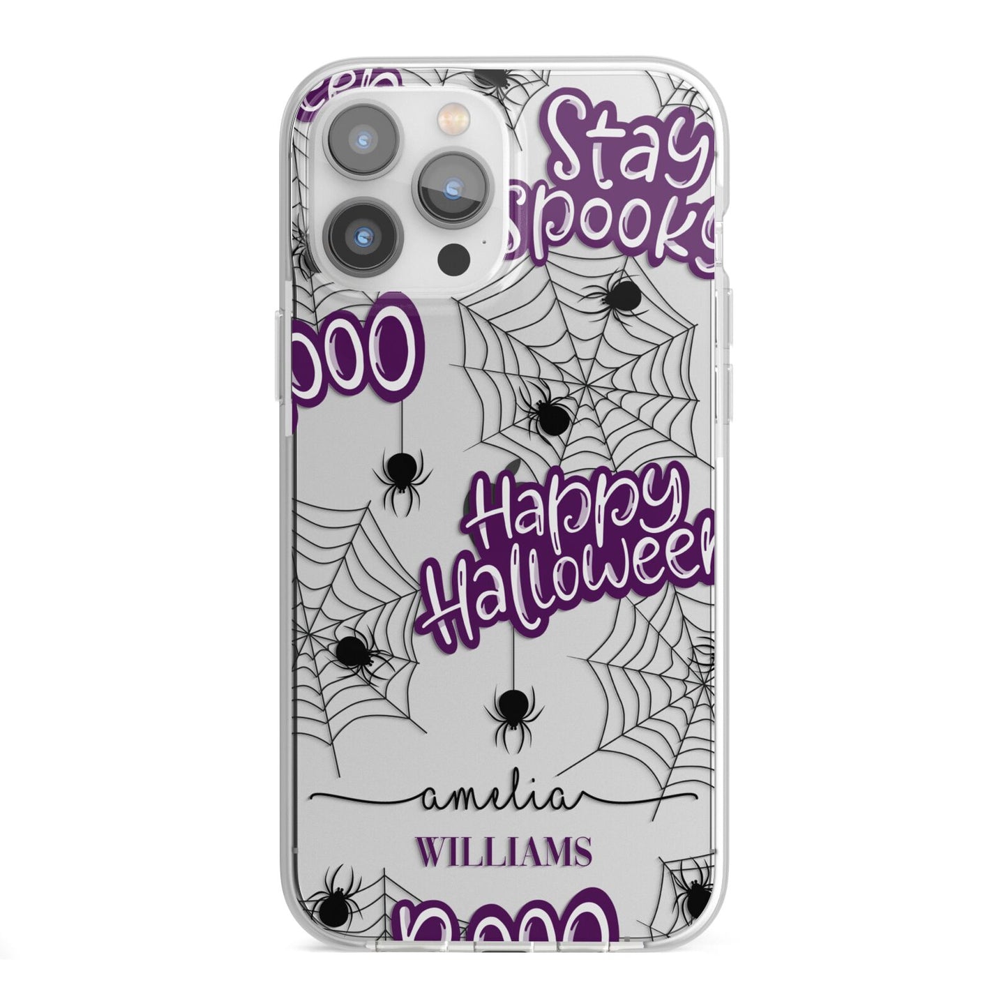 Purple Halloween Catchphrases iPhone 13 Pro Max TPU Impact Case with White Edges