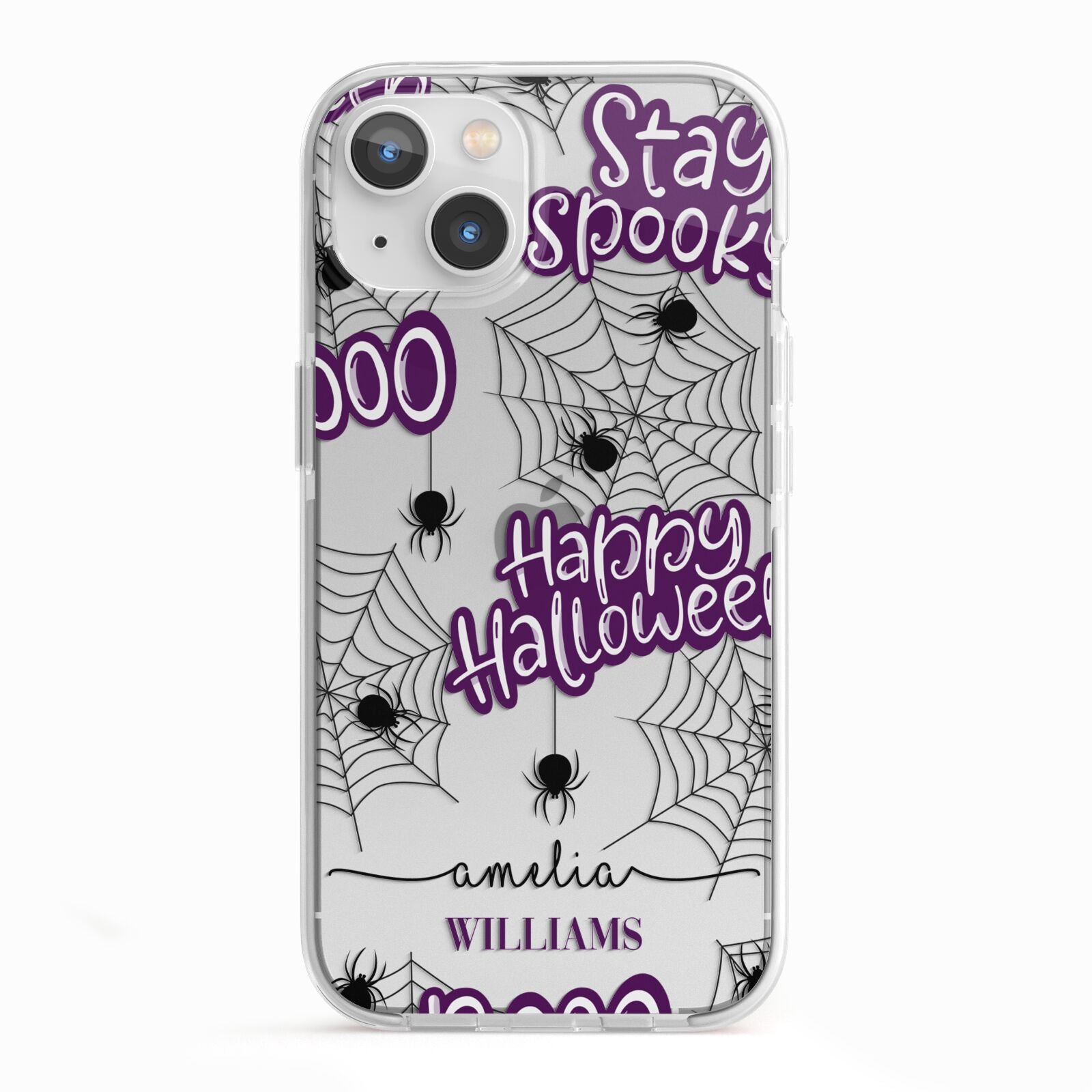 Purple Halloween Catchphrases iPhone 13 TPU Impact Case with White Edges