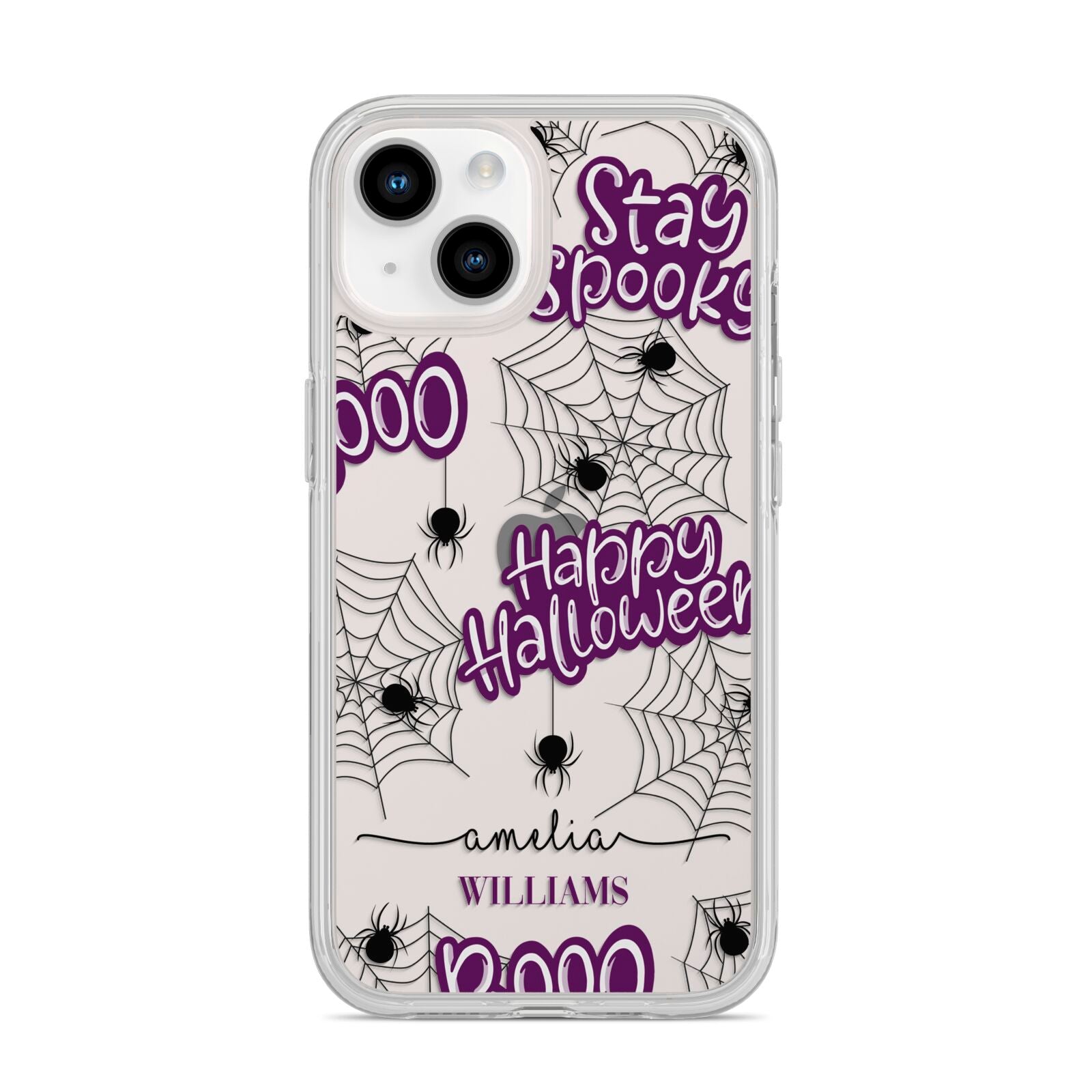 Purple Halloween Catchphrases iPhone 14 Clear Tough Case Starlight