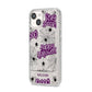 Purple Halloween Catchphrases iPhone 14 Glitter Tough Case Starlight Angled Image