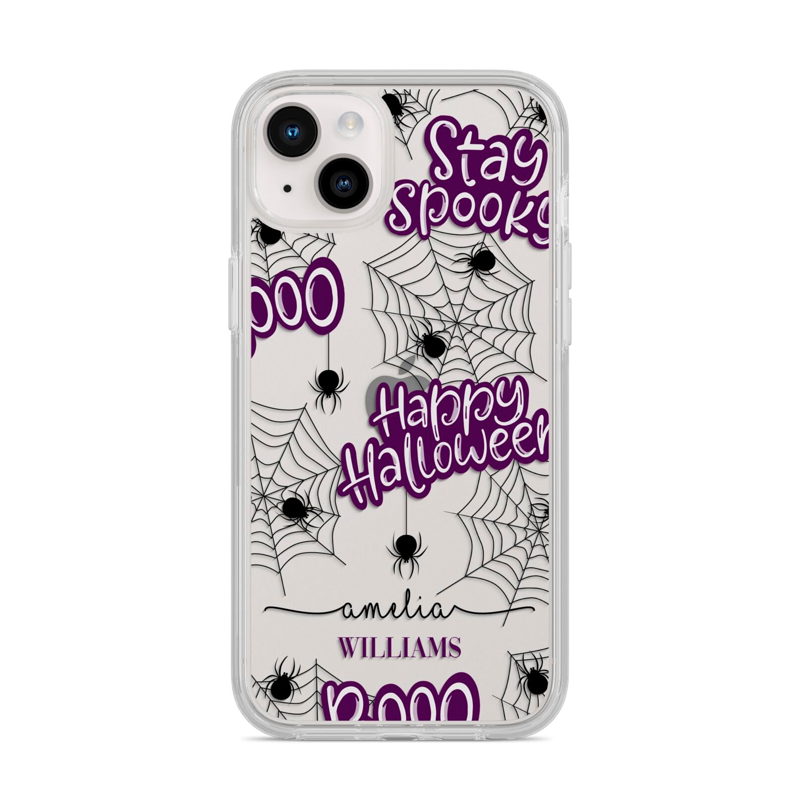 Purple Halloween Catchphrases iPhone 14 Plus Clear Tough Case Starlight