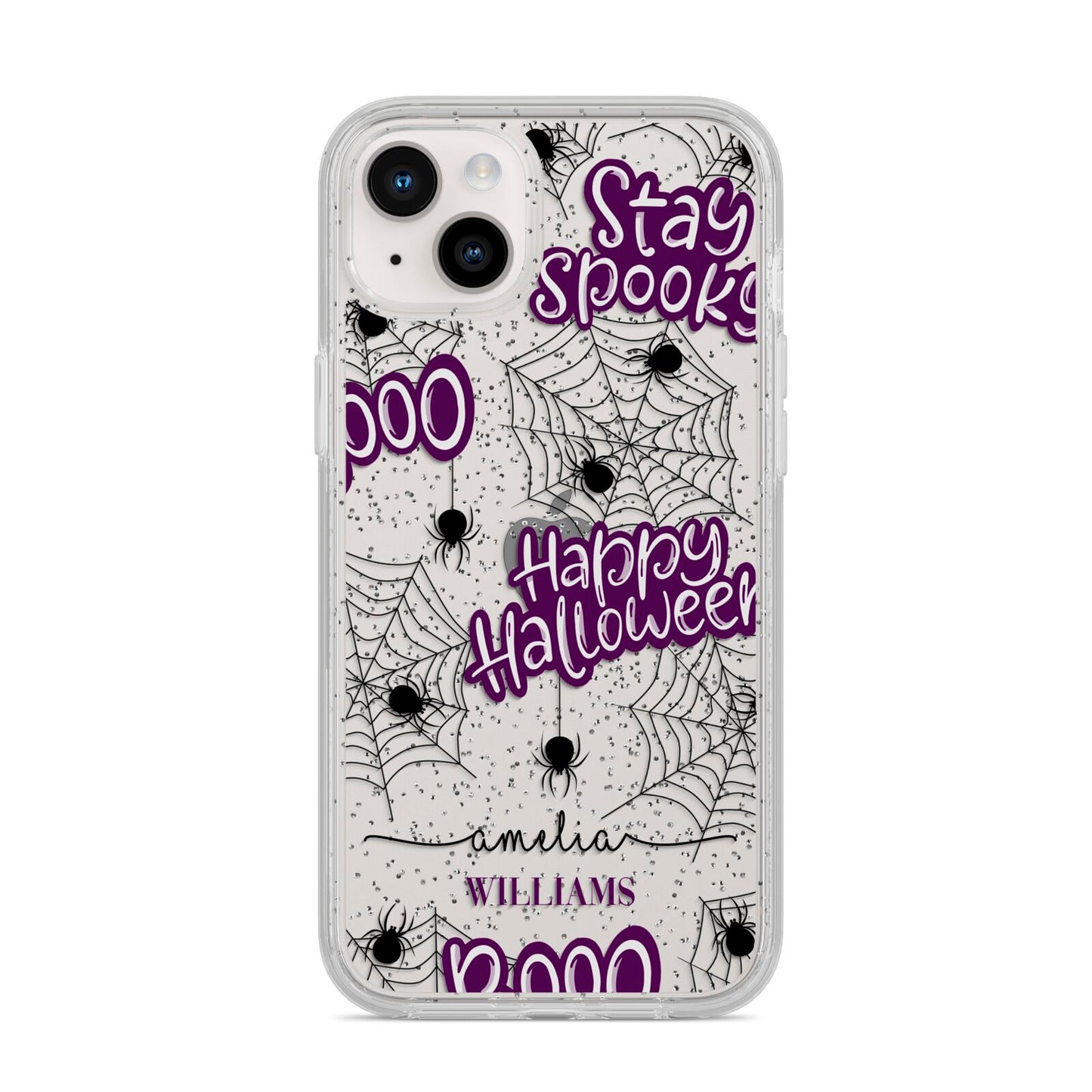 Purple Halloween Catchphrases iPhone 14 Plus Glitter Tough Case Starlight