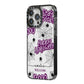 Purple Halloween Catchphrases iPhone 14 Pro Max Black Impact Case Side Angle on Silver phone
