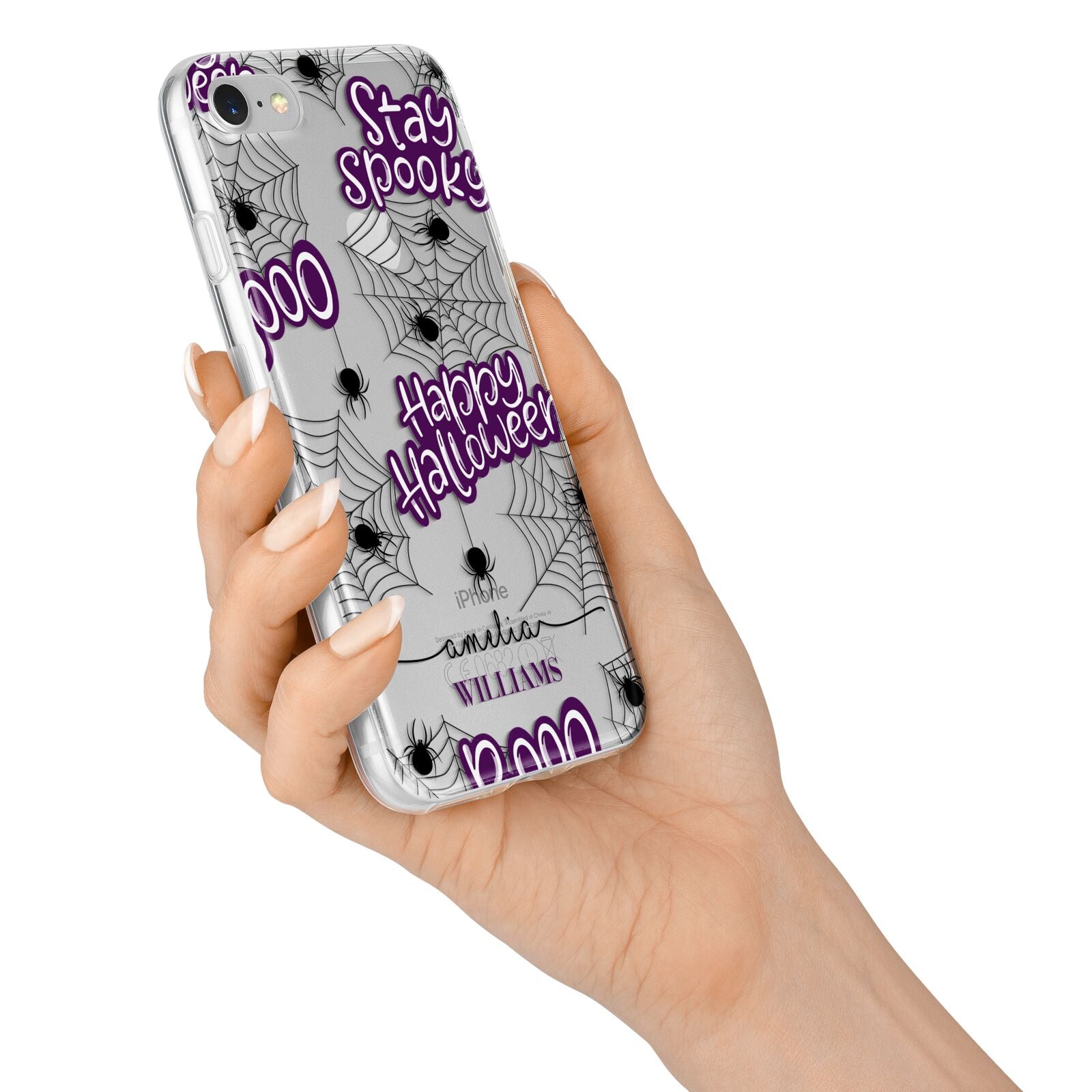 Purple Halloween Catchphrases iPhone 7 Bumper Case on Silver iPhone Alternative Image
