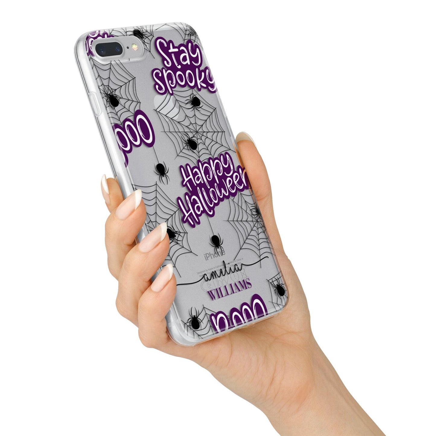 Purple Halloween Catchphrases iPhone 7 Plus Bumper Case on Silver iPhone Alternative Image