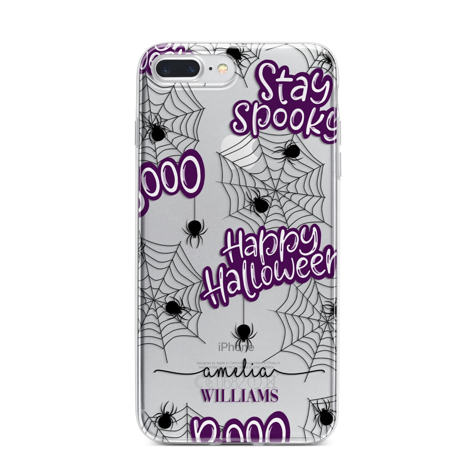 Purple Halloween Catchphrases iPhone 7 Plus Bumper Case on Silver iPhone