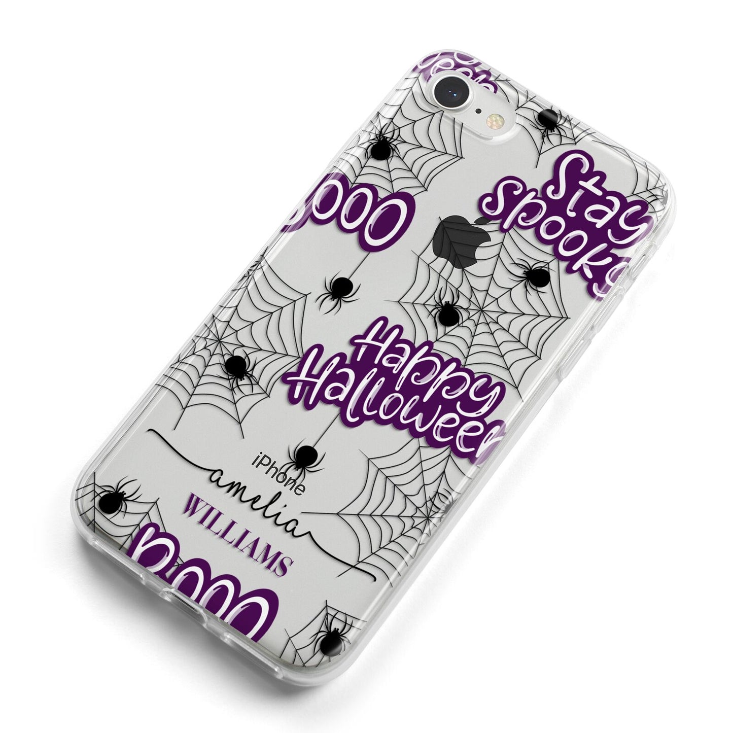 Purple Halloween Catchphrases iPhone 8 Bumper Case on Silver iPhone Alternative Image