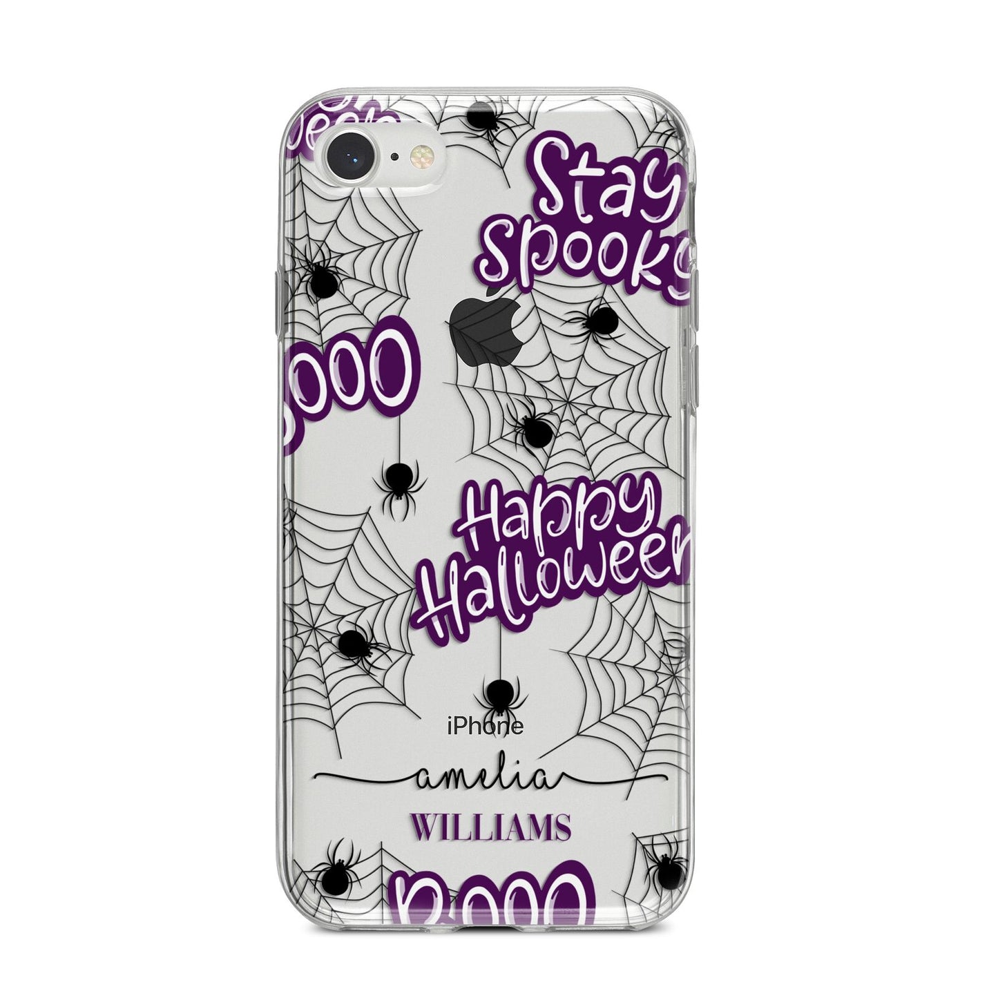 Purple Halloween Catchphrases iPhone 8 Bumper Case on Silver iPhone
