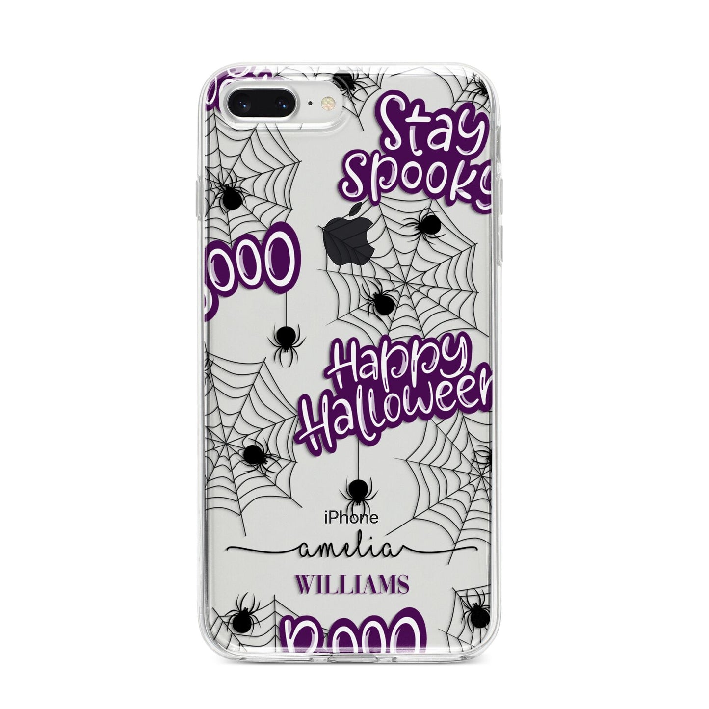 Purple Halloween Catchphrases iPhone 8 Plus Bumper Case on Silver iPhone