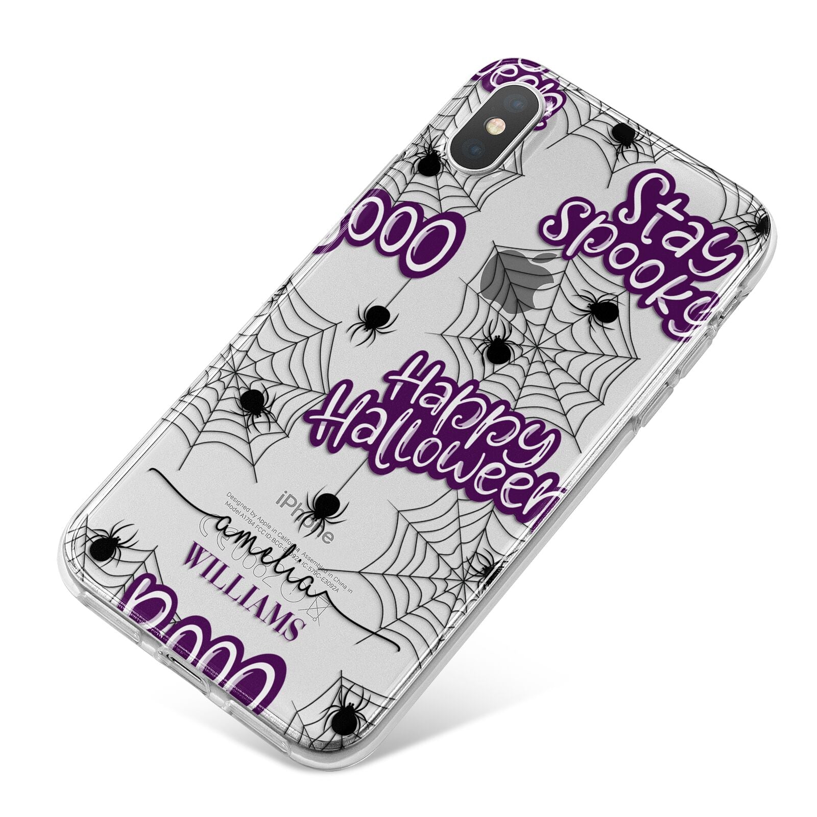 Purple Halloween Catchphrases iPhone X Bumper Case on Silver iPhone