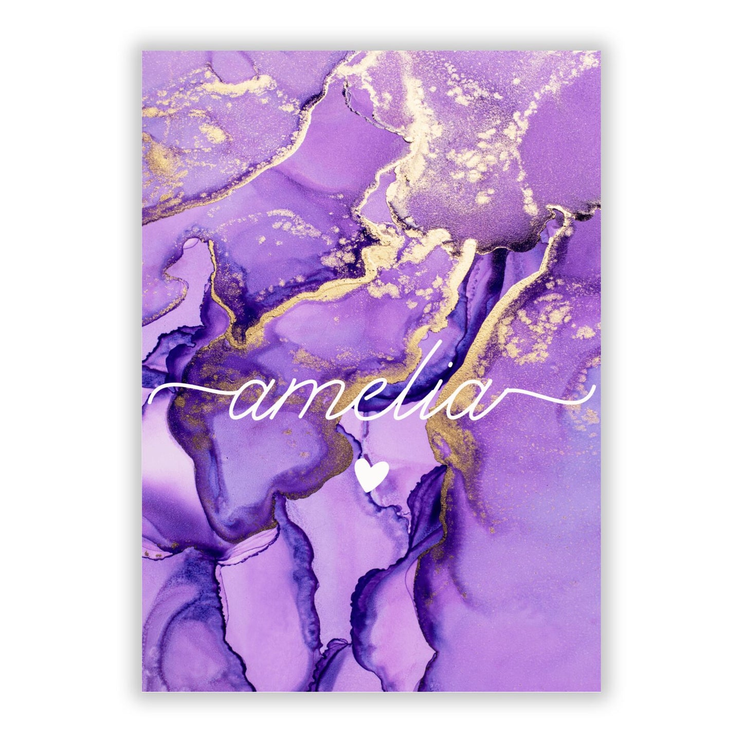 Purple Marble A5 Flat Greetings Card