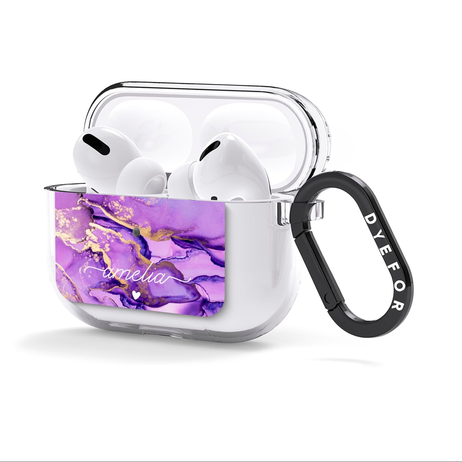 Purple Marble AirPods Clear Case 3rd Gen Side Image