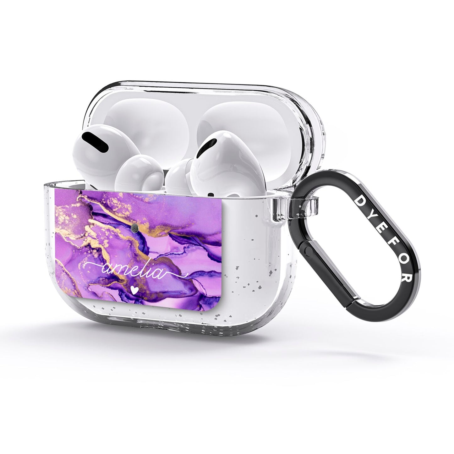Purple Marble AirPods Glitter Case 3rd Gen Side Image