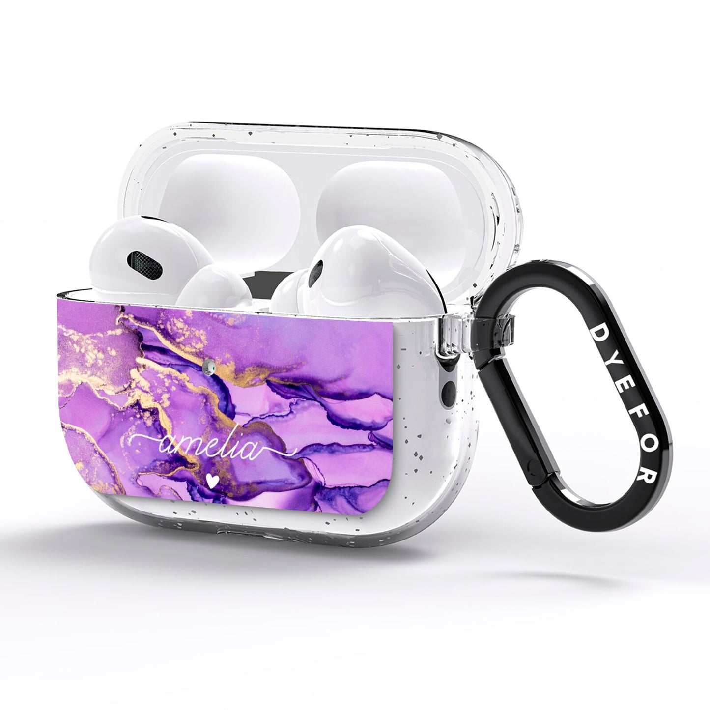 Purple Marble AirPods Pro Glitter Case Side Image