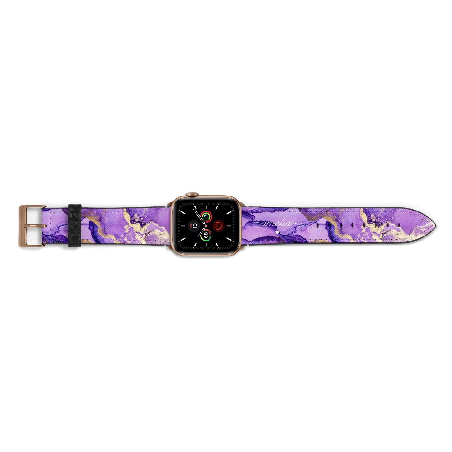 Purple Marble Apple Watch Strap Landscape Image Gold Hardware