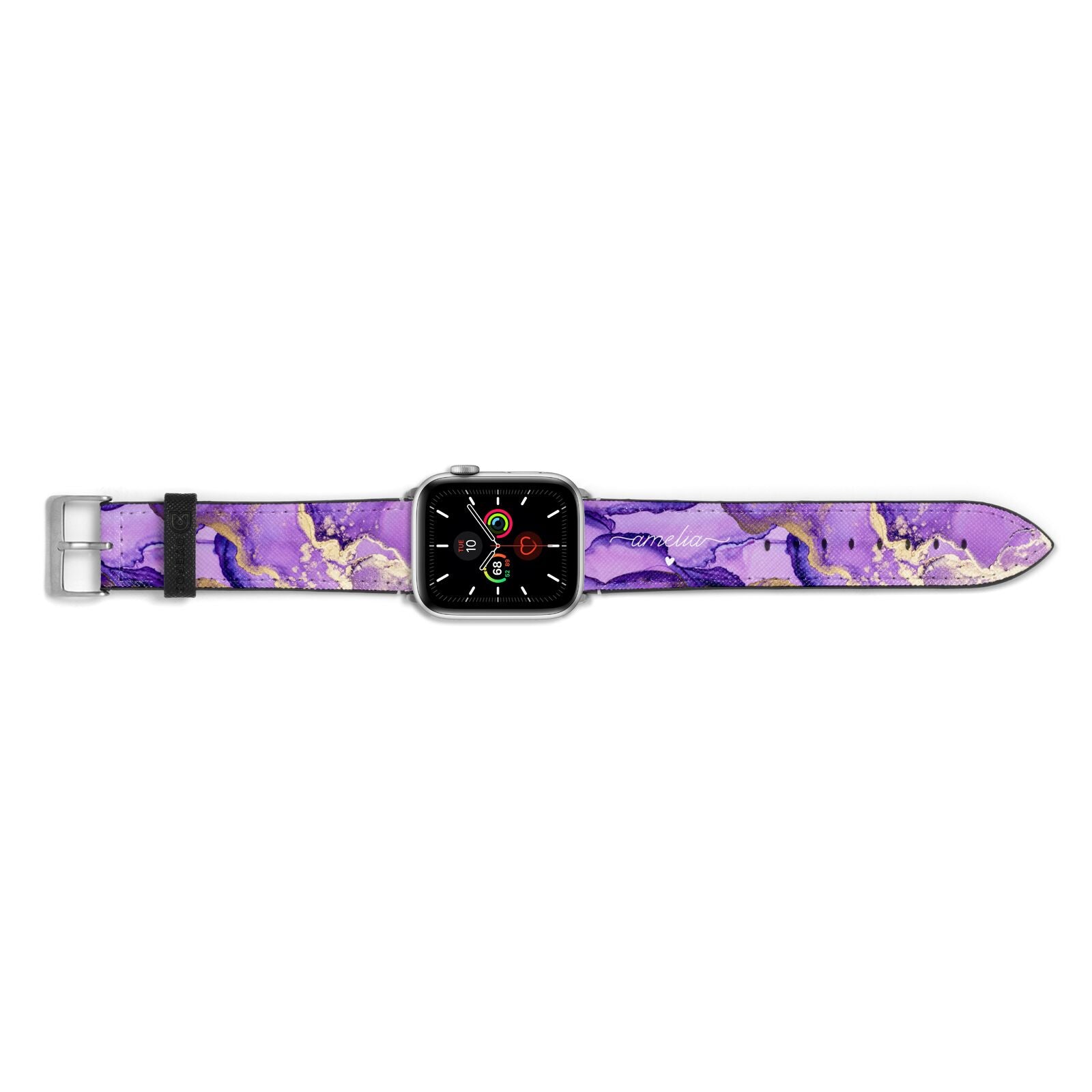 Purple Marble Apple Watch Strap Landscape Image Silver Hardware