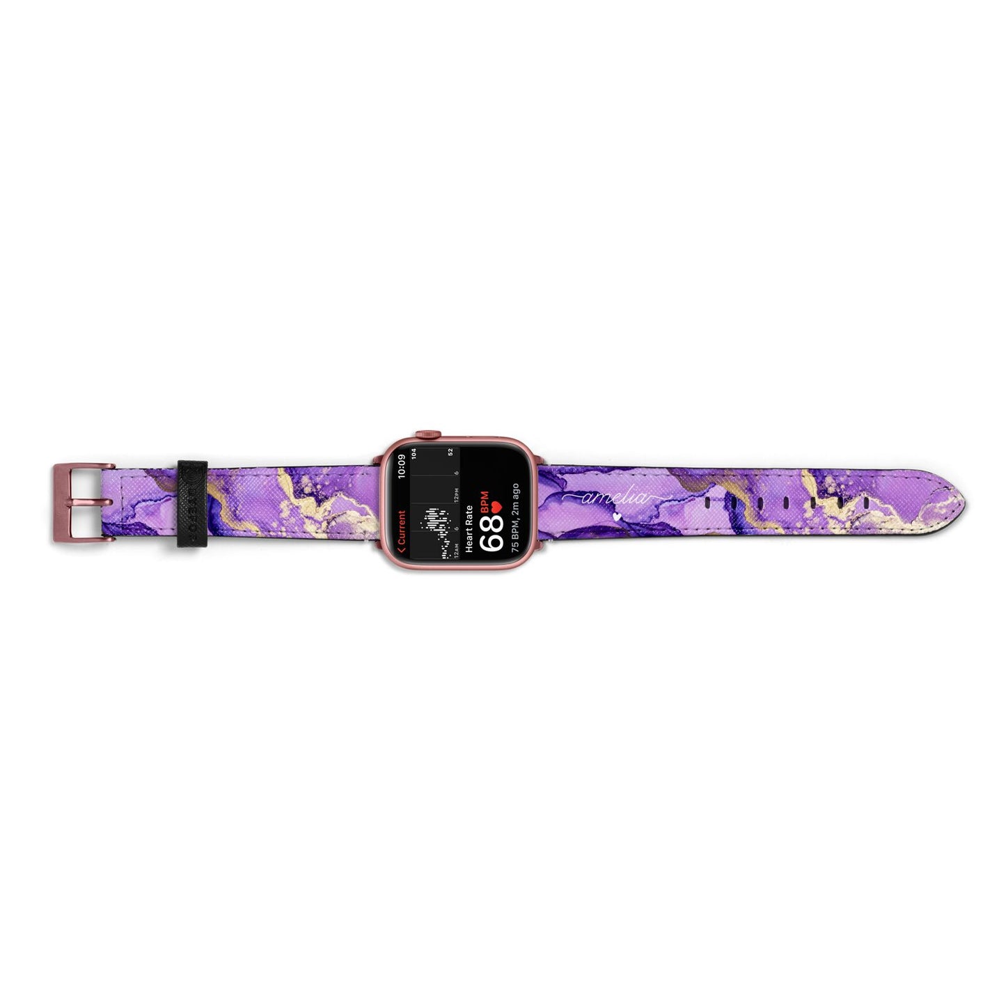 Purple Marble Apple Watch Strap Size 38mm Landscape Image Rose Gold Hardware