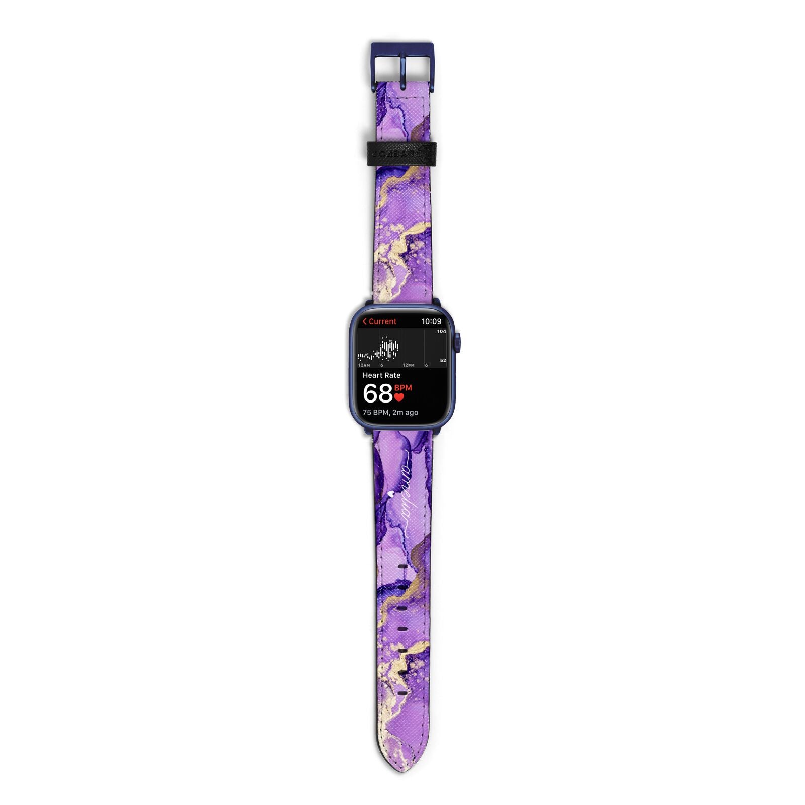 Purple Marble Apple Watch Strap Size 38mm with Blue Hardware