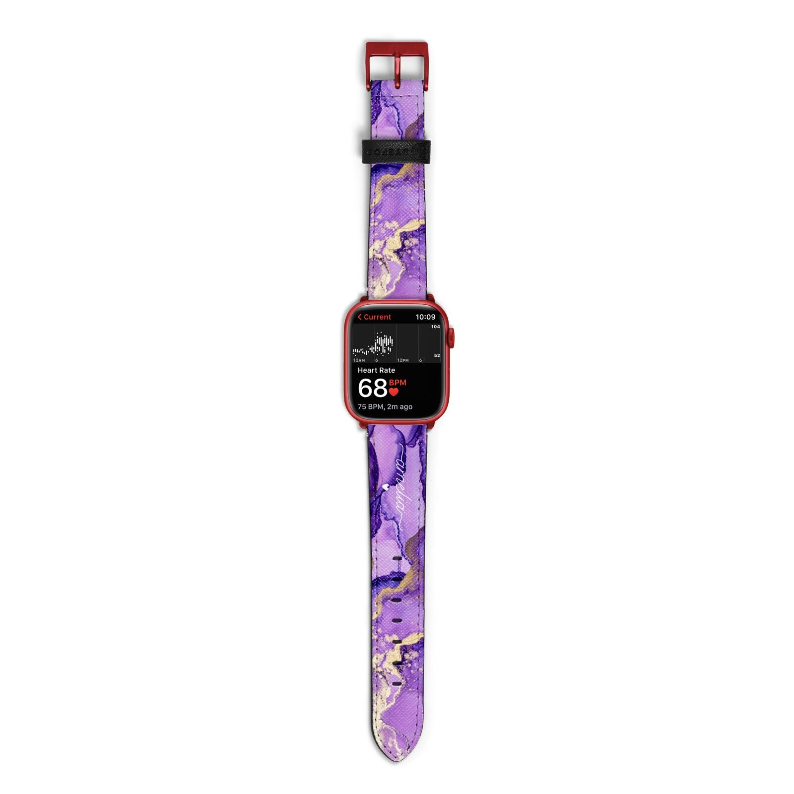 Purple Marble Apple Watch Strap Size 38mm with Red Hardware