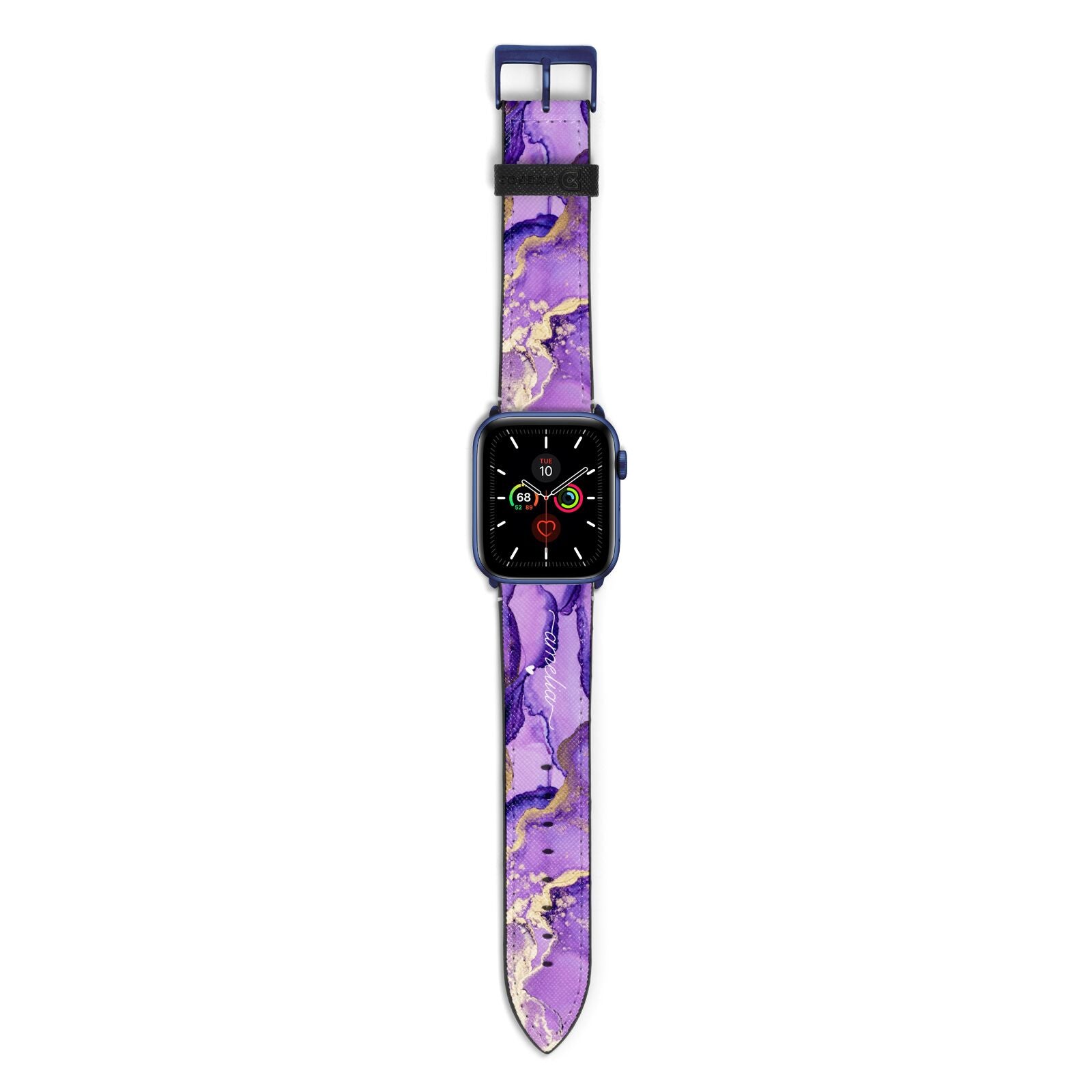 Purple Marble Apple Watch Strap with Blue Hardware