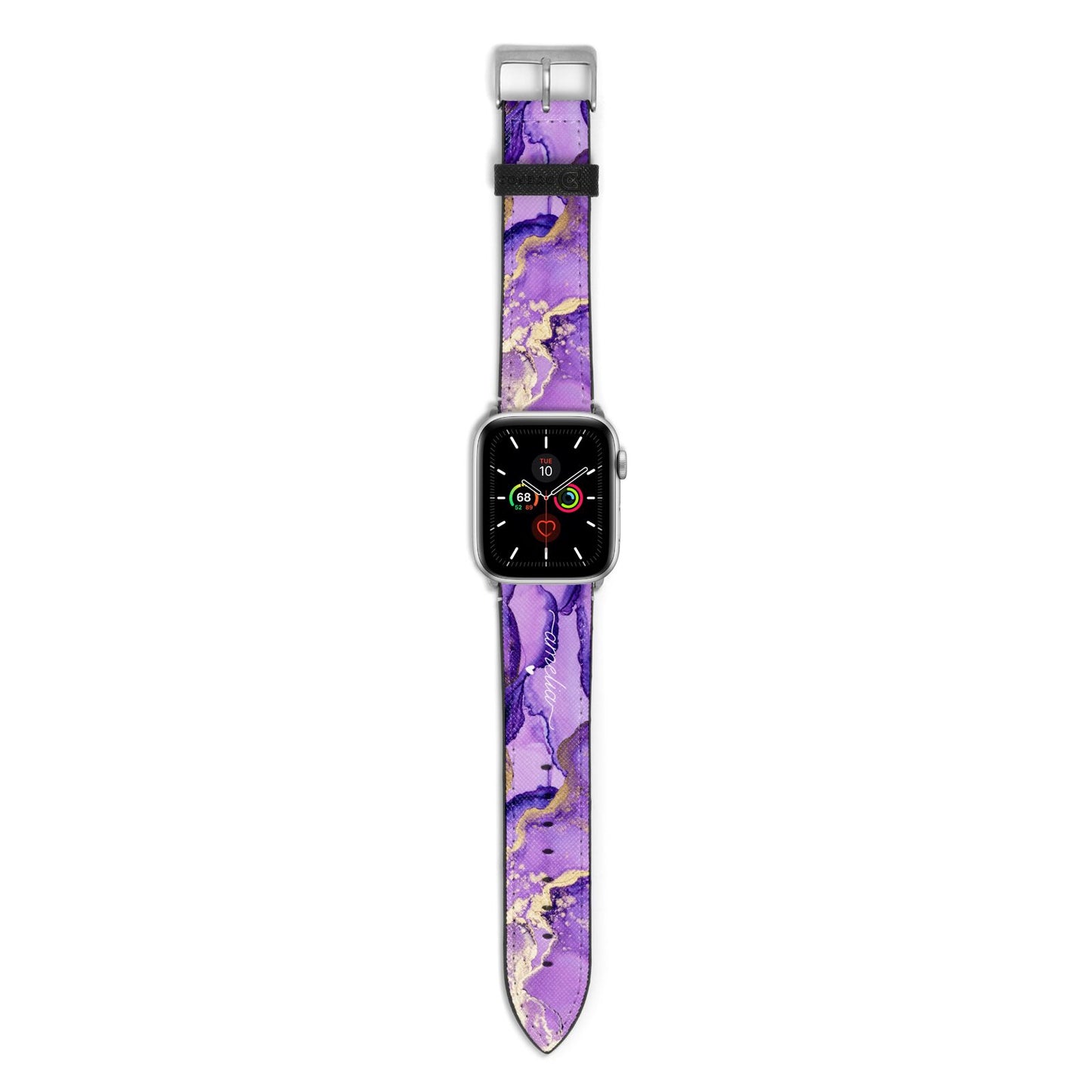 Purple Marble Apple Watch Strap with Silver Hardware