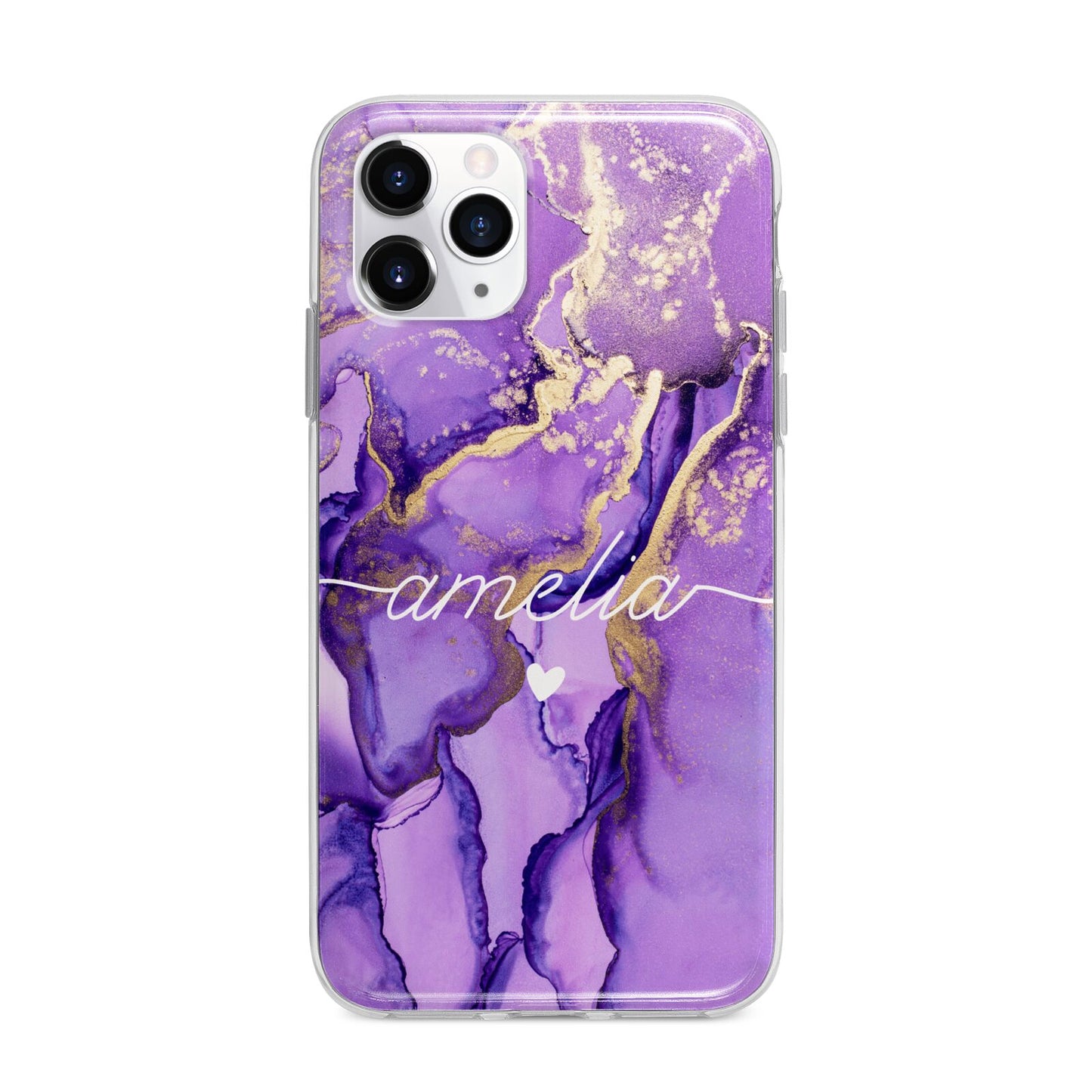 Purple Marble Apple iPhone 11 Pro in Silver with Bumper Case