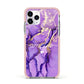 Purple Marble Apple iPhone 11 Pro in Silver with Pink Impact Case