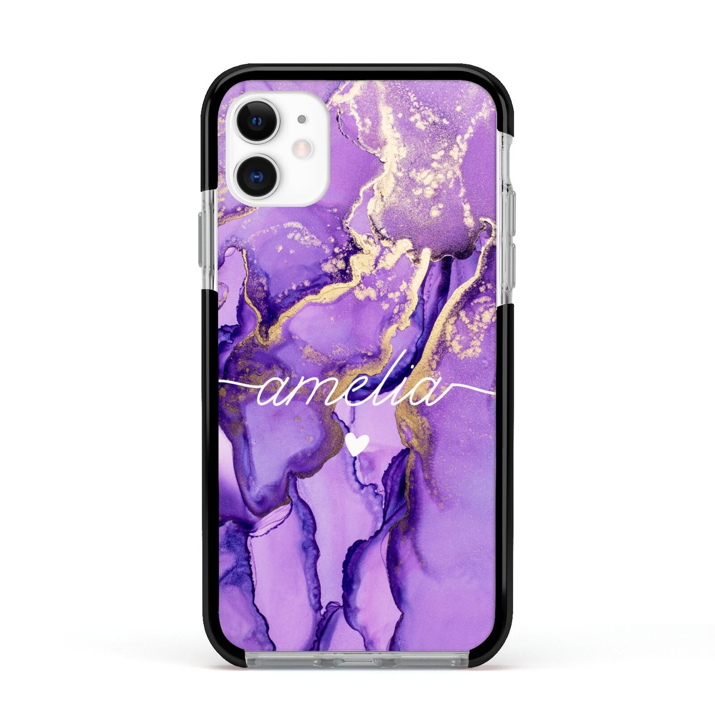 Purple Marble Apple iPhone 11 in White with Black Impact Case