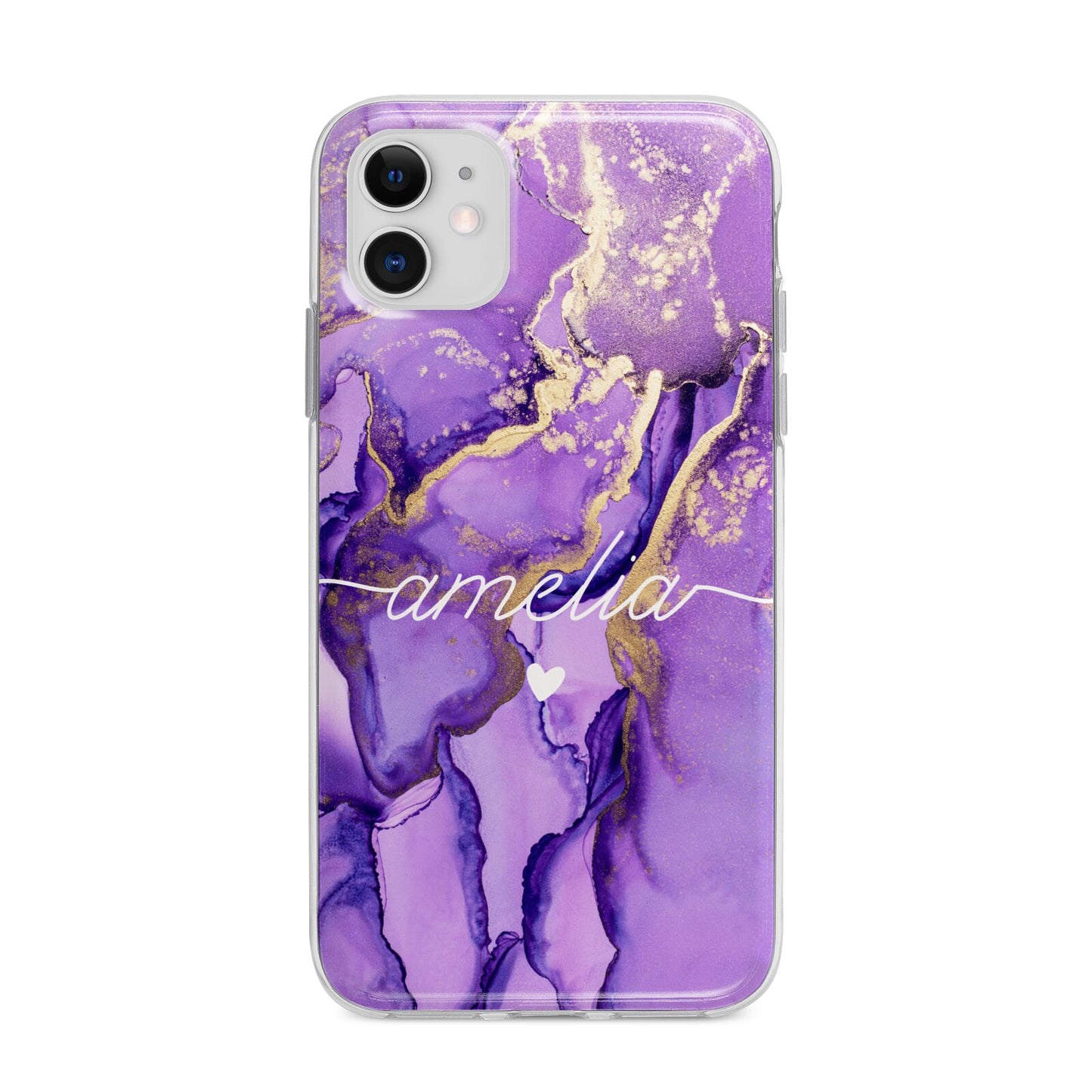 Purple Marble Apple iPhone 11 in White with Bumper Case