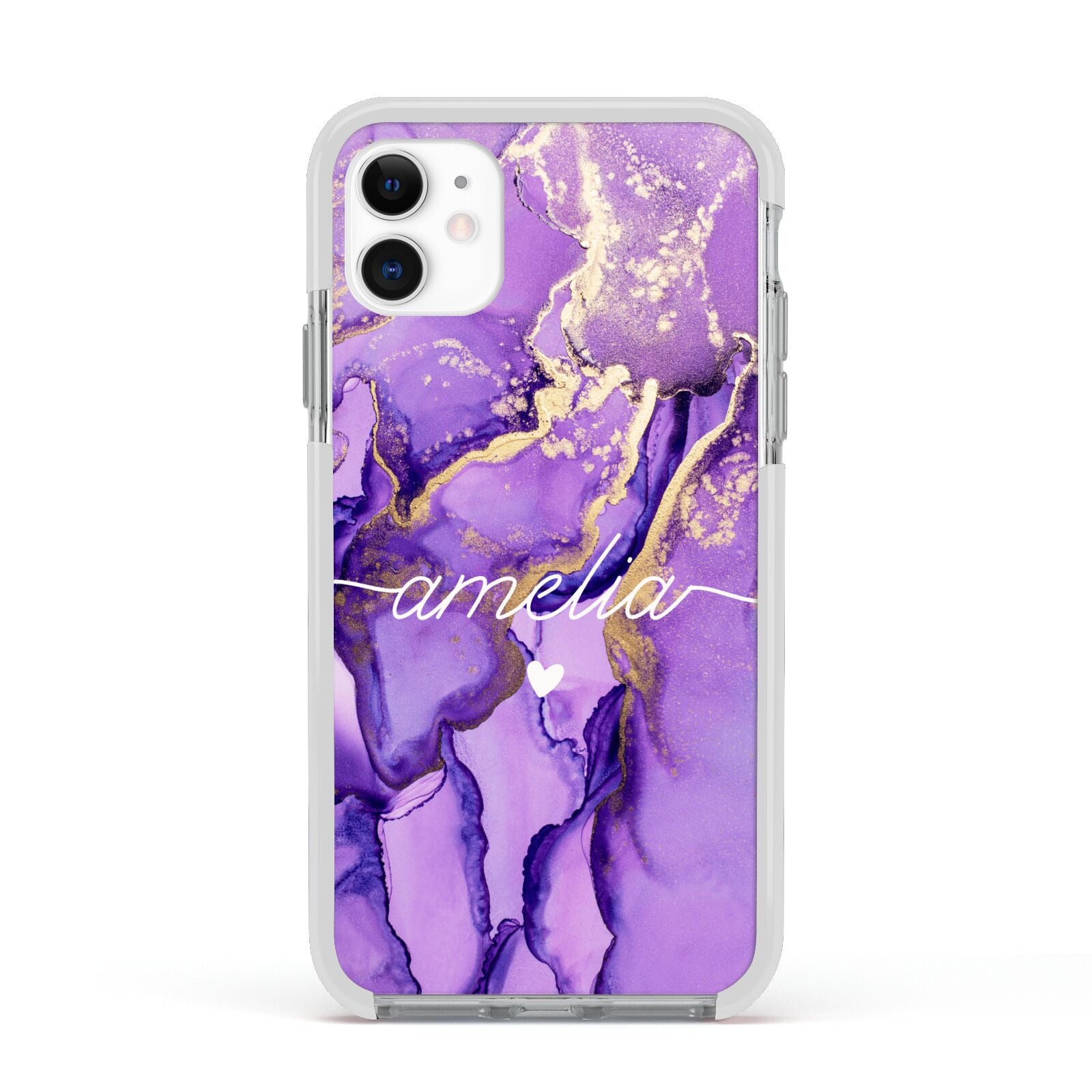 Purple Marble Apple iPhone 11 in White with White Impact Case