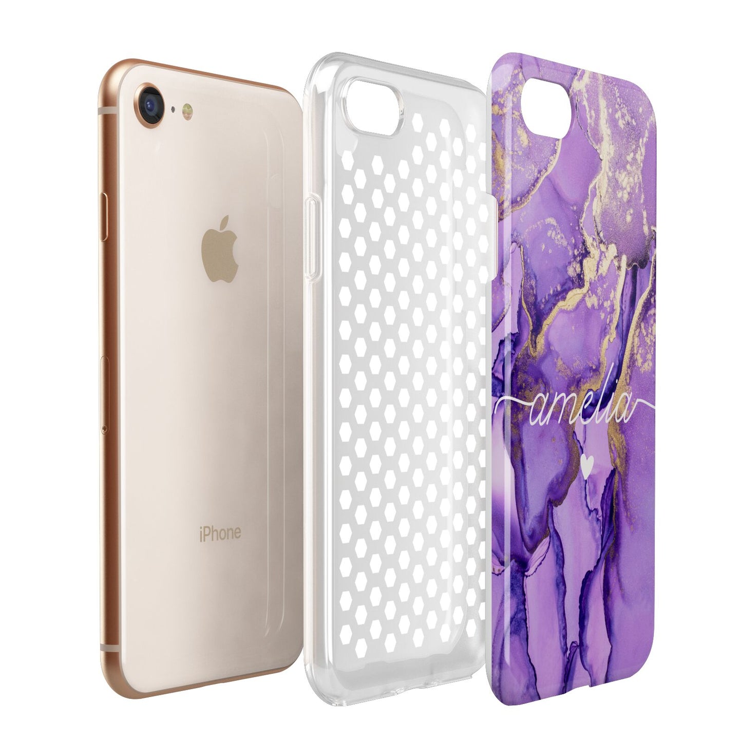 Purple Marble Apple iPhone 7 8 3D Tough Case Expanded View