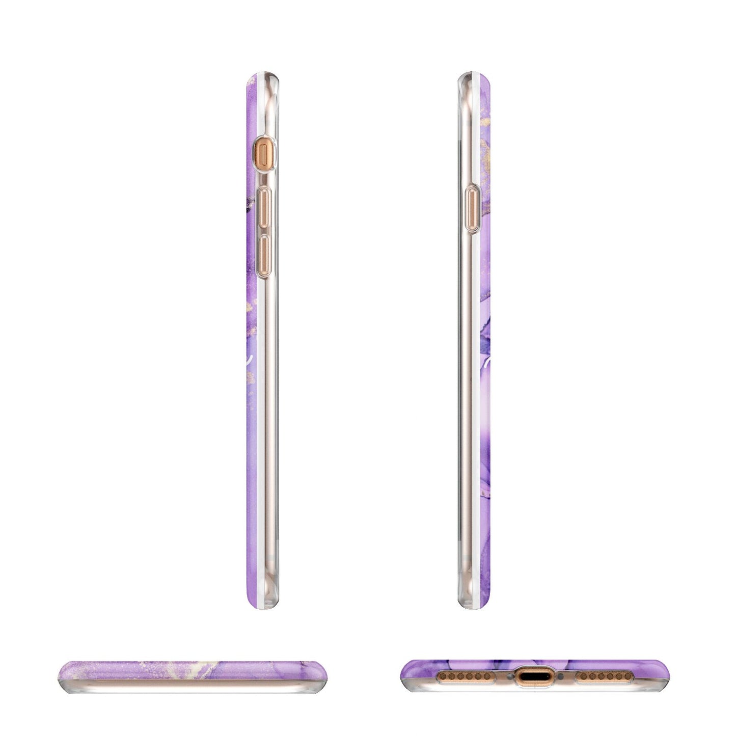 Purple Marble Apple iPhone 7 8 3D Wrap Tough Case Alternative Image Angles