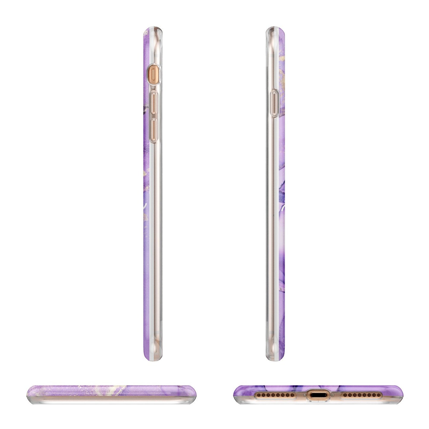 Purple Marble Apple iPhone 7 8 Plus 3D Wrap Tough Case Alternative Image Angles