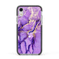 Purple Marble Apple iPhone XR Impact Case Black Edge on Silver Phone