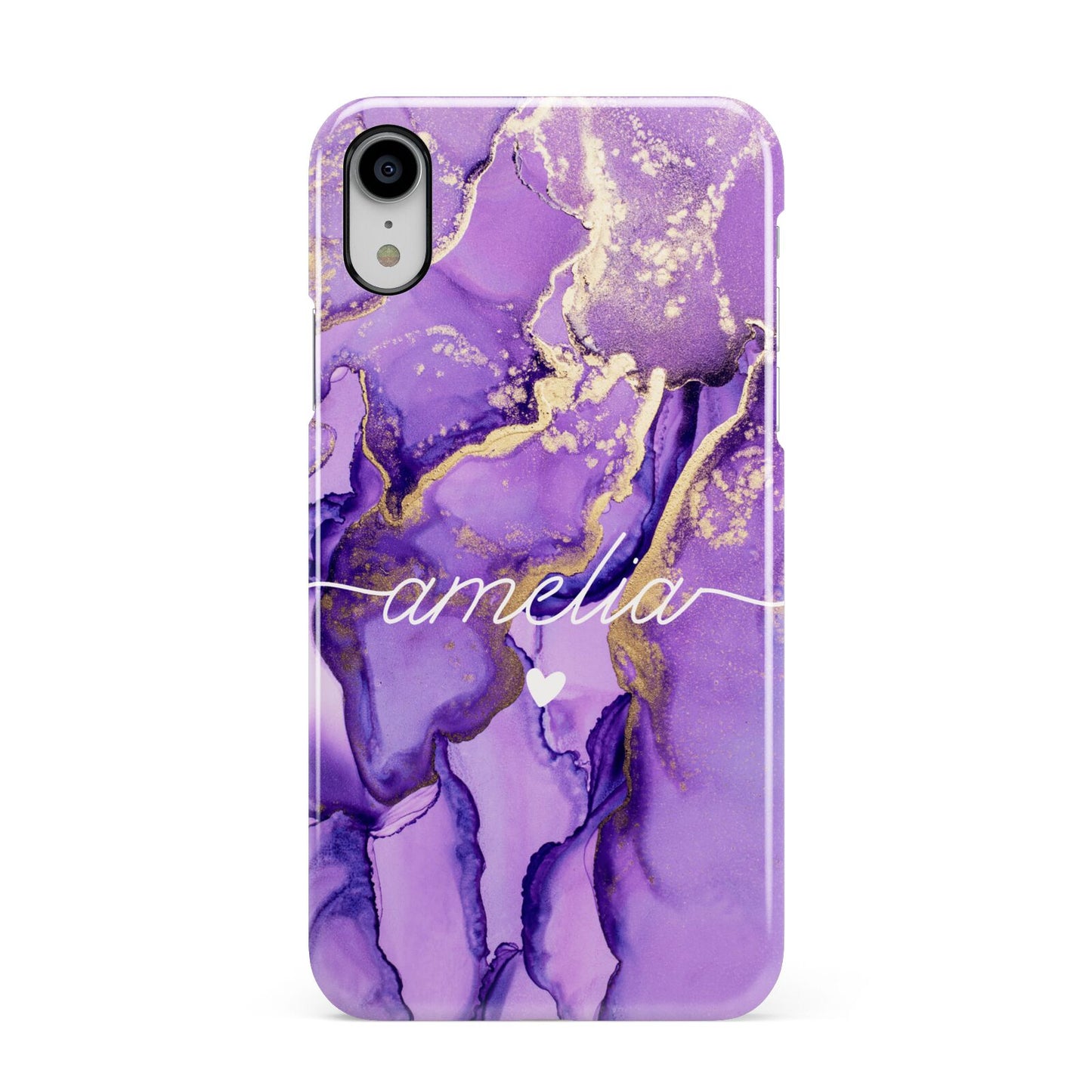 Purple Marble Apple iPhone XR White 3D Snap Case