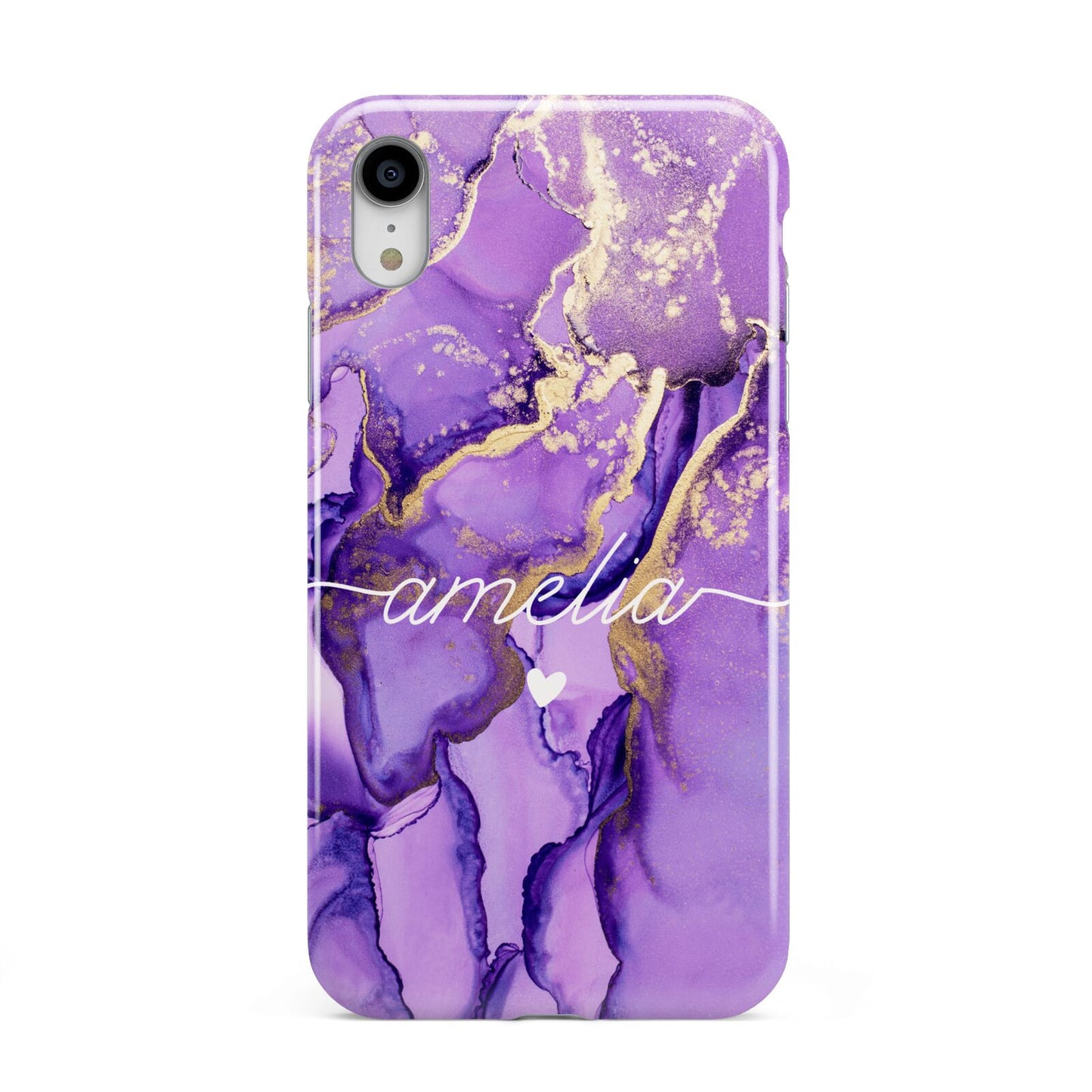 Purple Marble Apple iPhone XR White 3D Tough Case