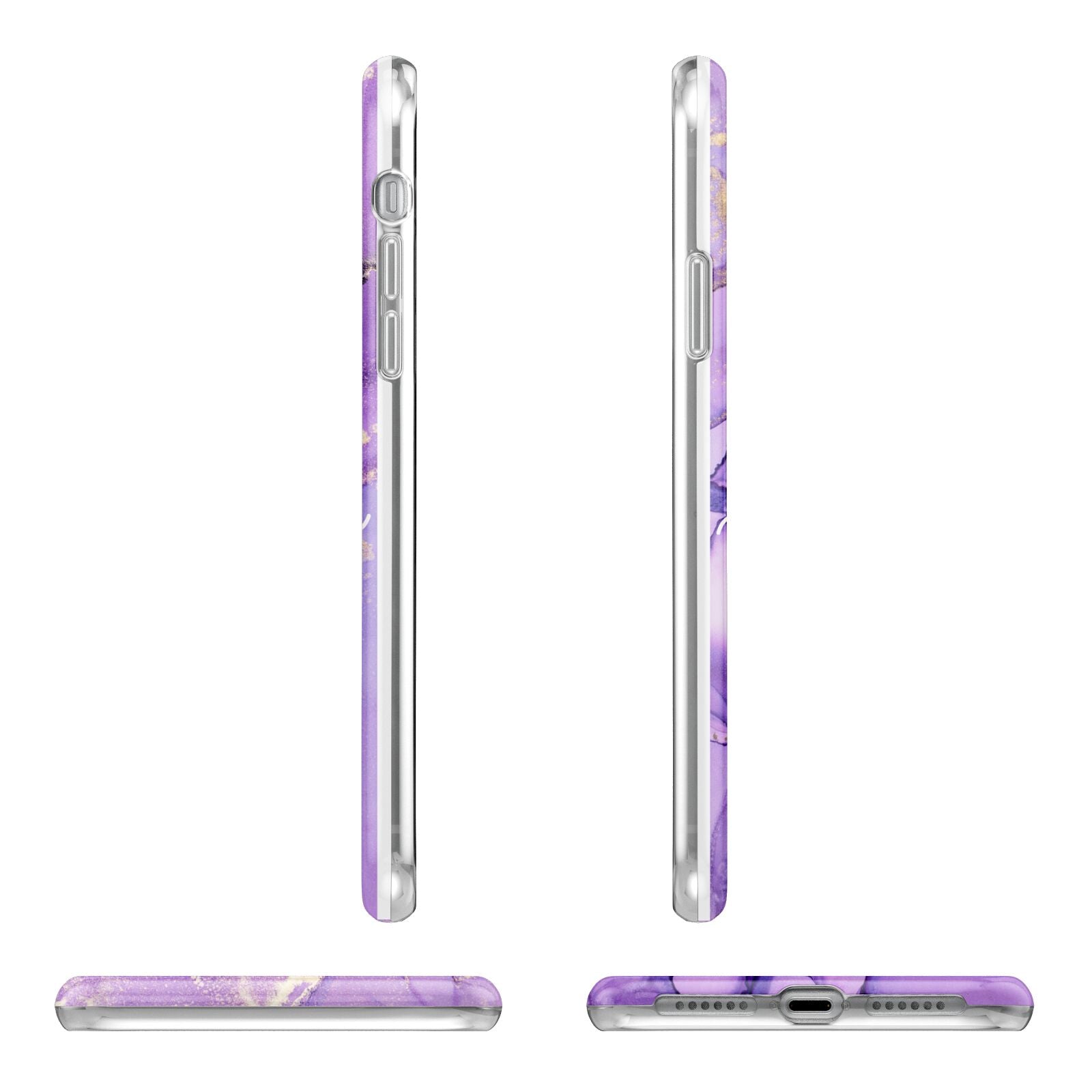 Purple Marble Apple iPhone XR in White with 3D Wrap Tough Case Alternative Image Angles