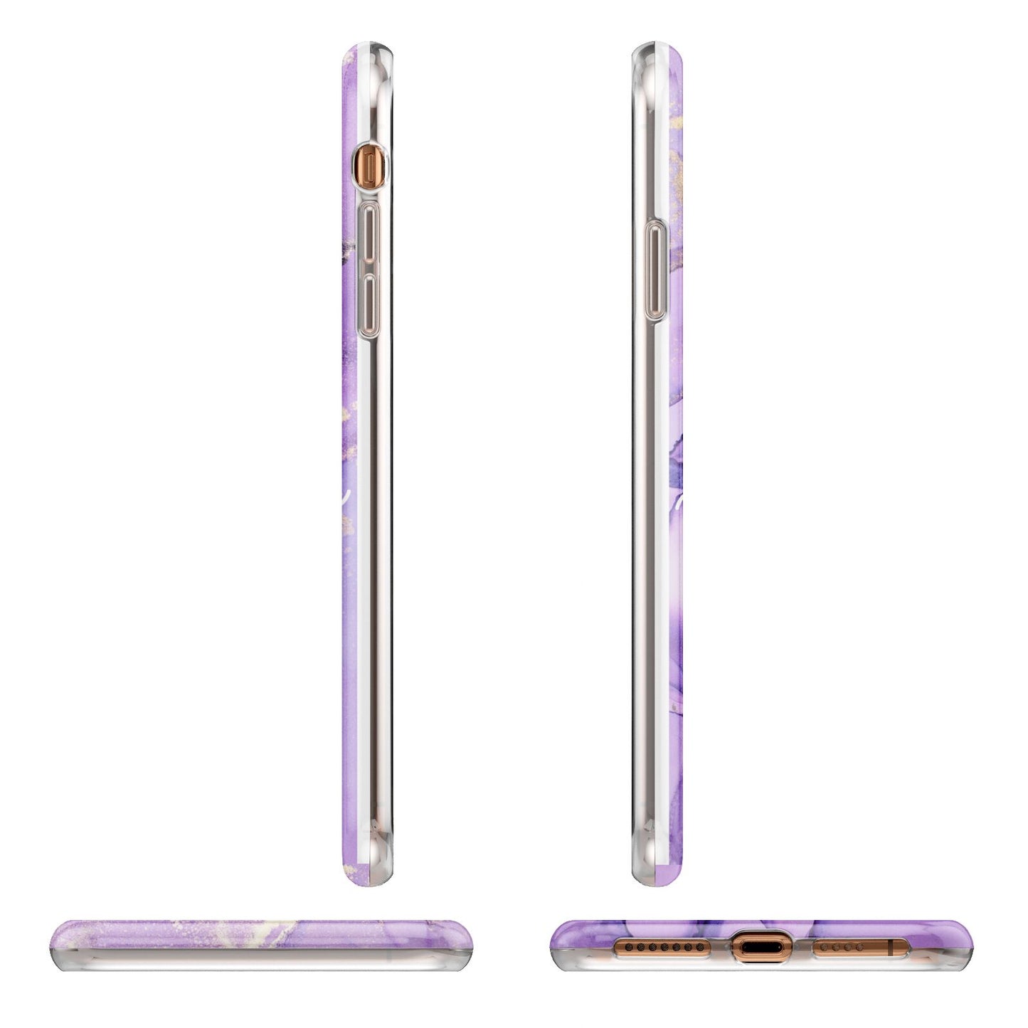 Purple Marble Apple iPhone XS Max 3D Wrap Tough Case Alternative Image Angles