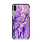 Purple Marble Apple iPhone Xs Max Impact Case Black Edge on Silver Phone