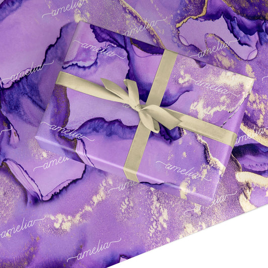 Purple Marble Custom Wrapping Paper