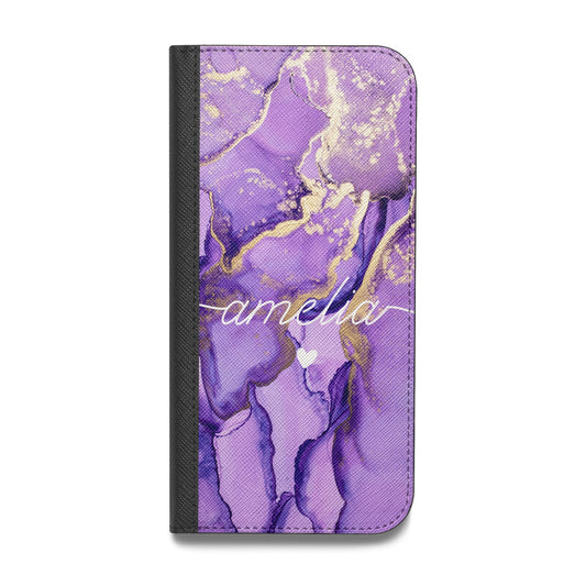 Purple Marble Vegan Leather Flip Samsung Case