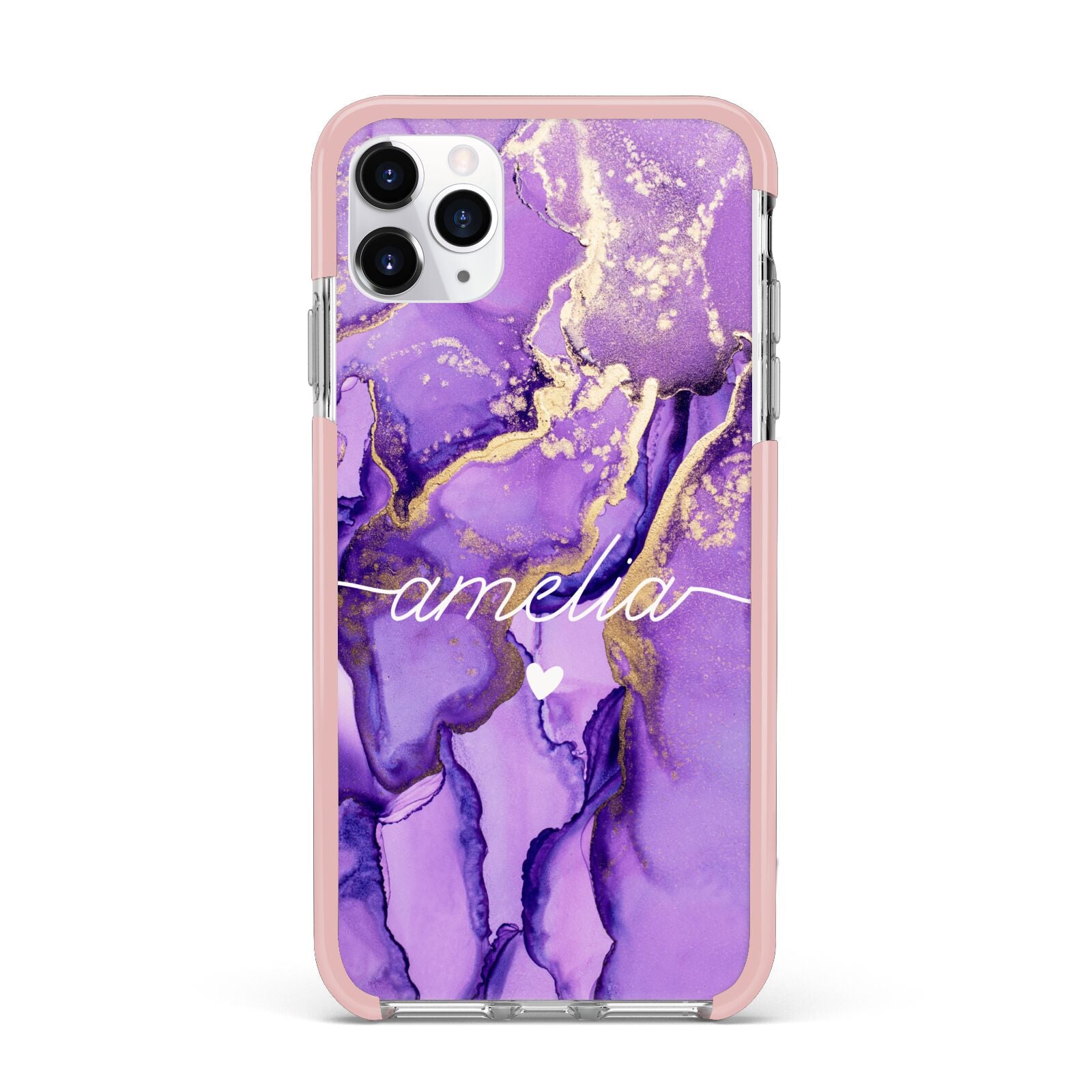 Purple Marble iPhone 11 Pro Max Impact Pink Edge Case