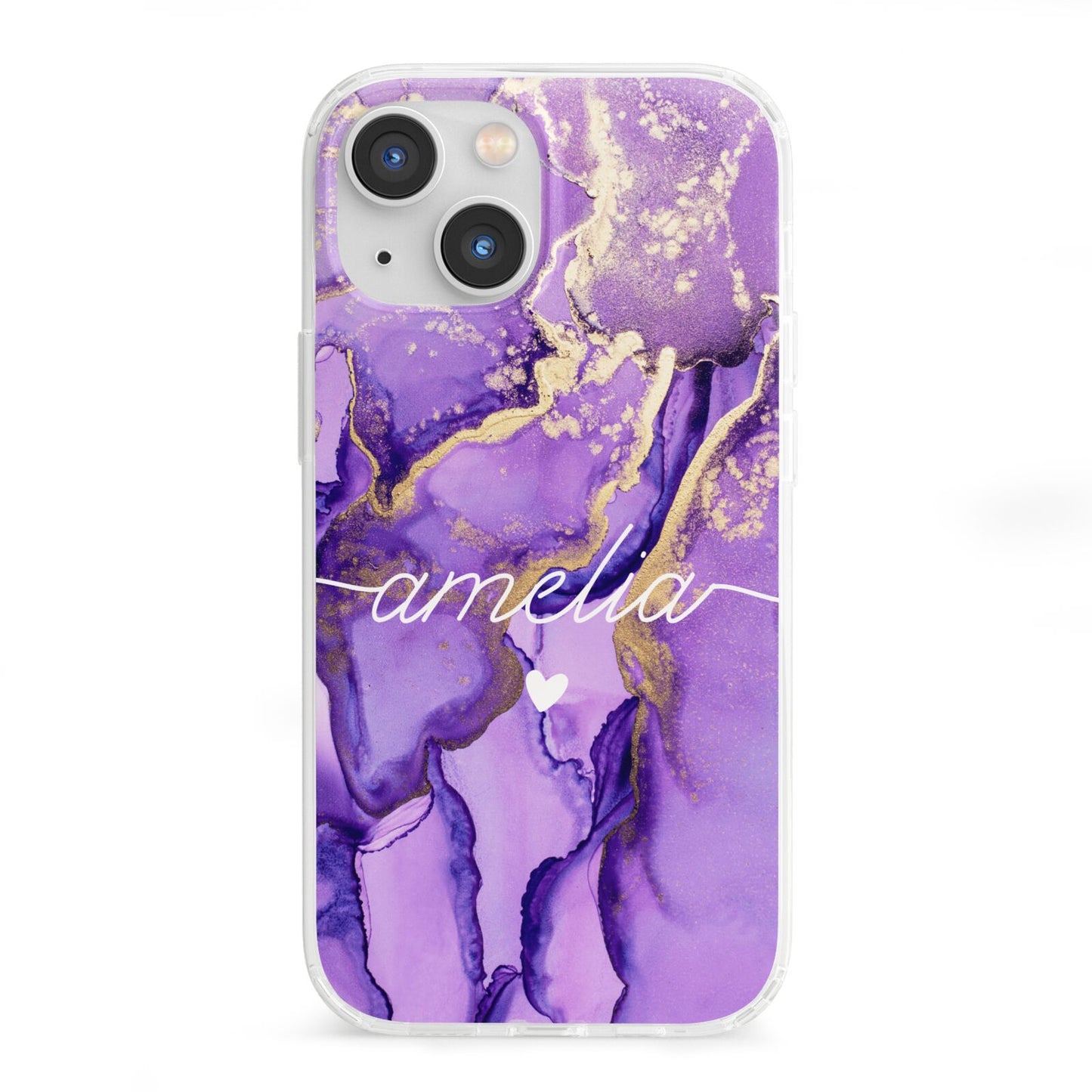 Purple Marble iPhone 13 Mini Clear Bumper Case