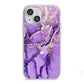 Purple Marble iPhone 13 Mini TPU Impact Case with White Edges