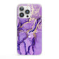 Purple Marble iPhone 13 Pro Clear Bumper Case