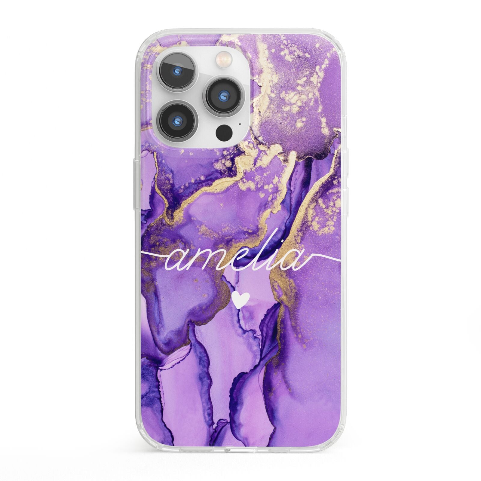 Purple Marble iPhone 13 Pro Clear Bumper Case