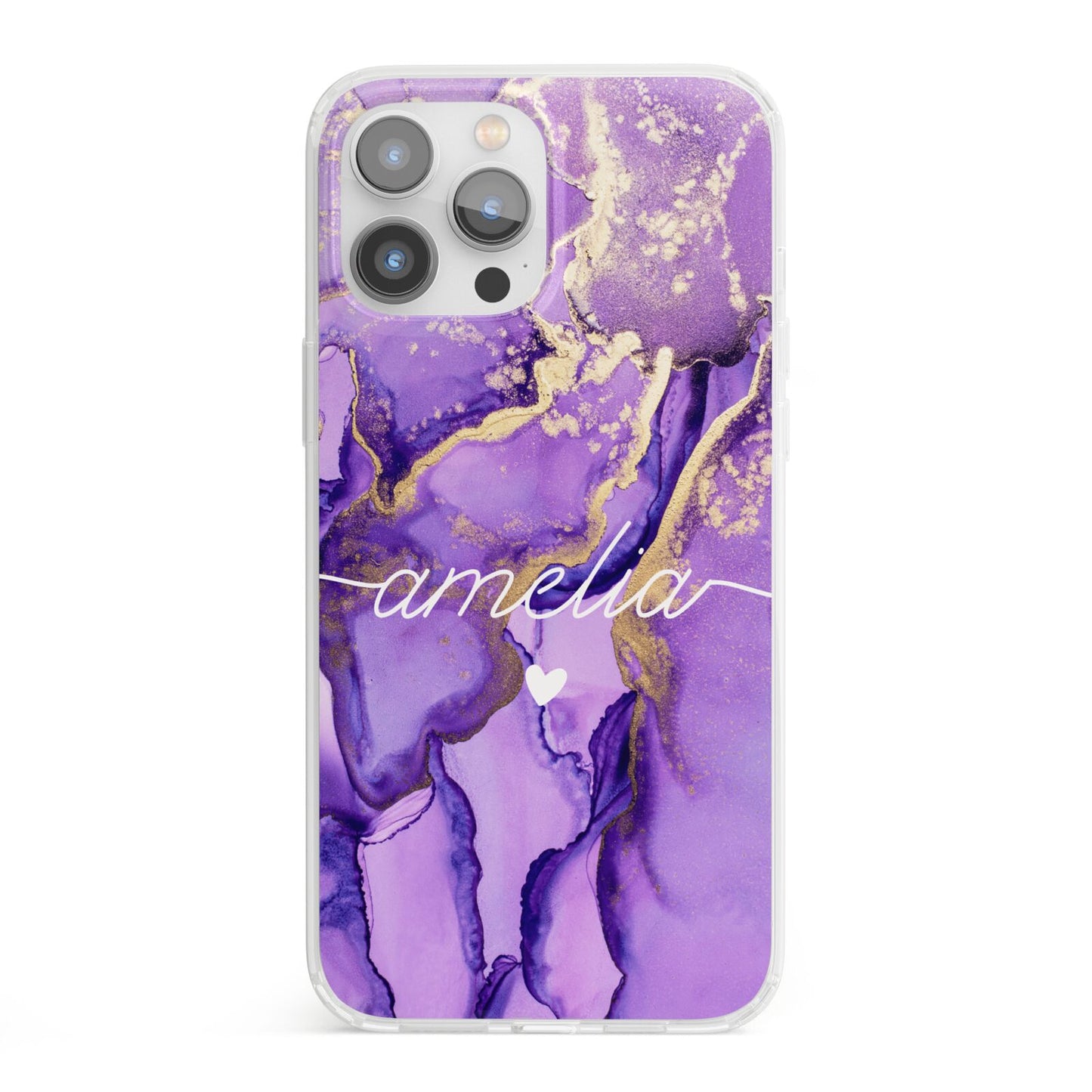 Purple Marble iPhone 13 Pro Max Clear Bumper Case