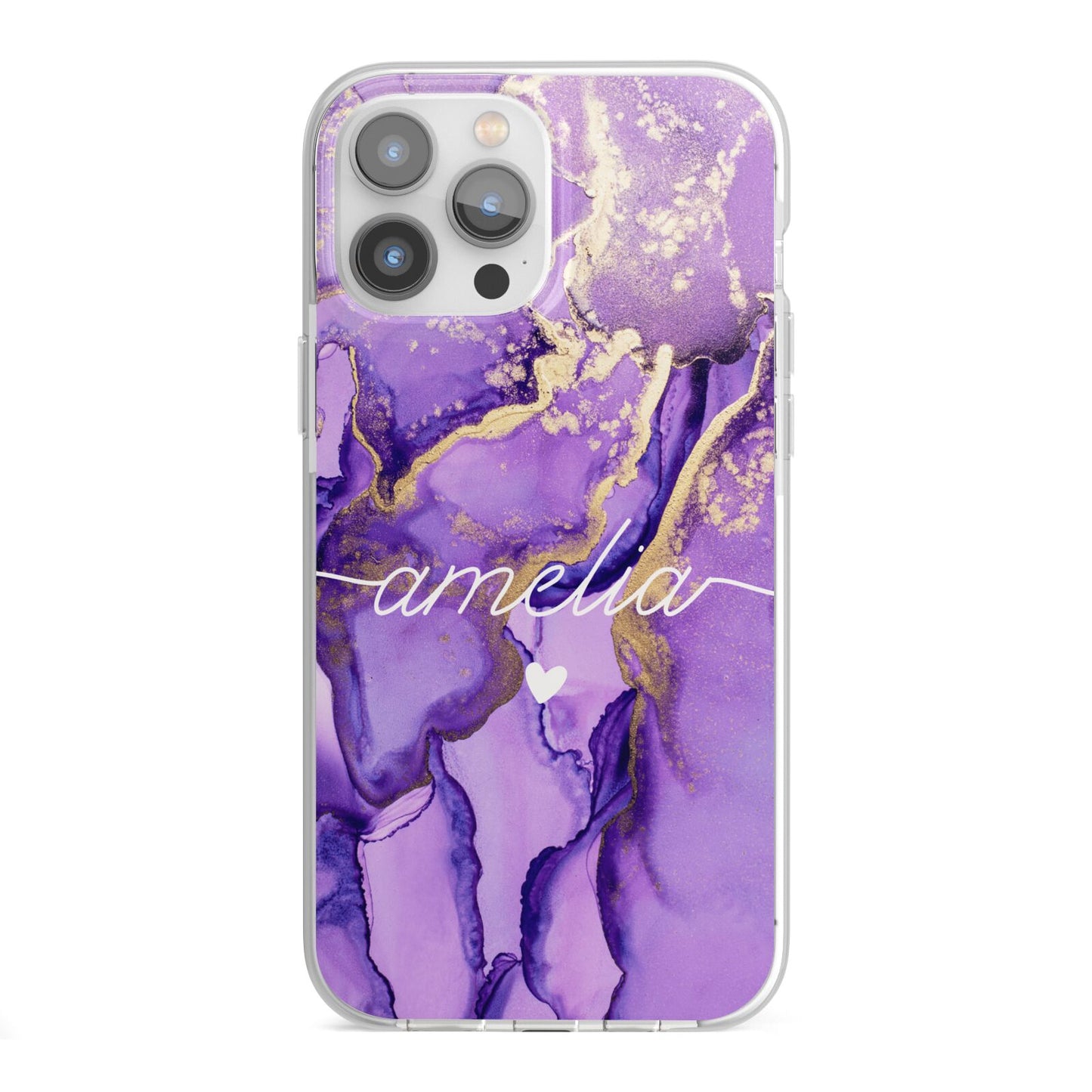 Purple Marble iPhone 13 Pro Max TPU Impact Case with White Edges