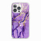 Purple Marble iPhone 13 Pro TPU Impact Case with White Edges