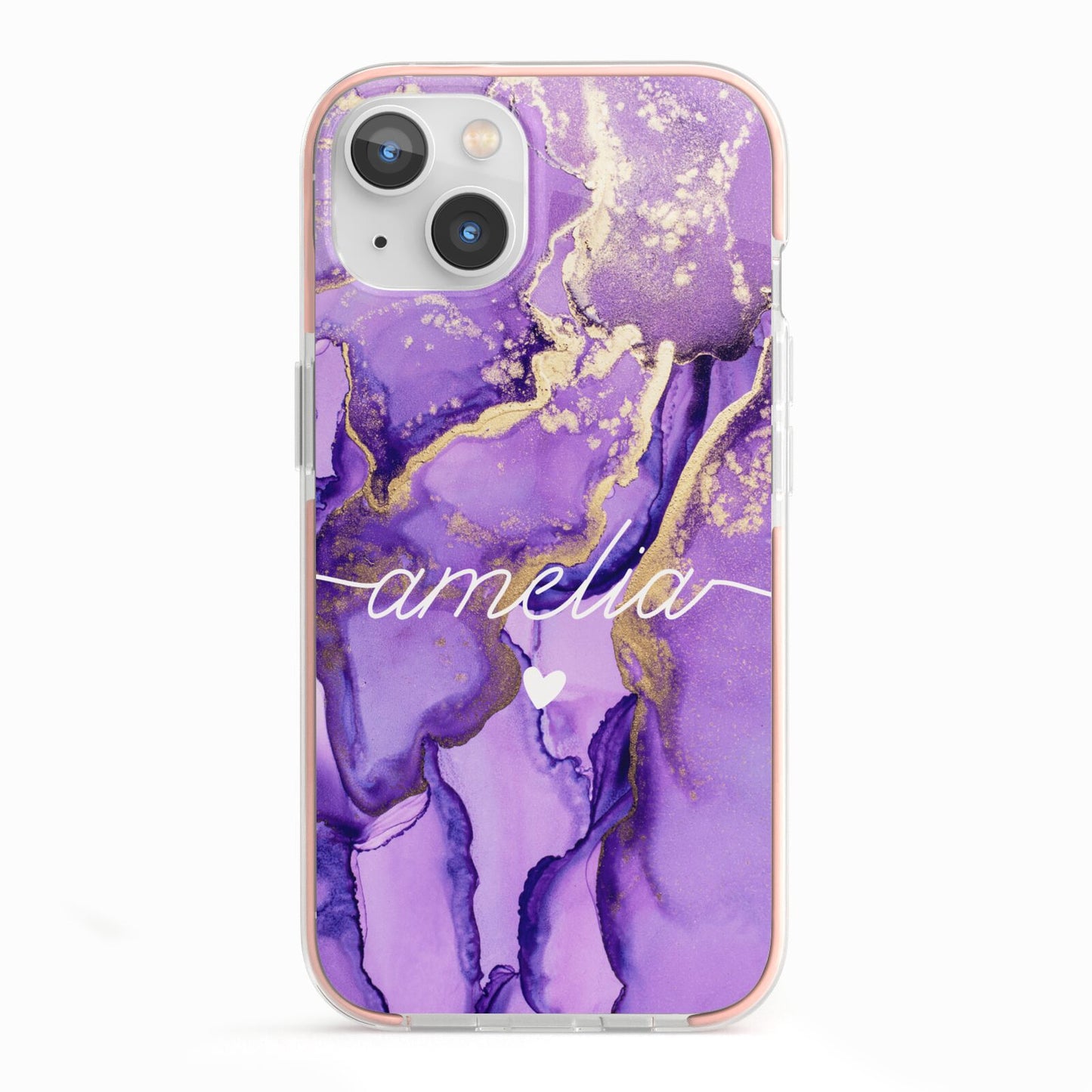 Purple Marble iPhone 13 TPU Impact Case with Pink Edges